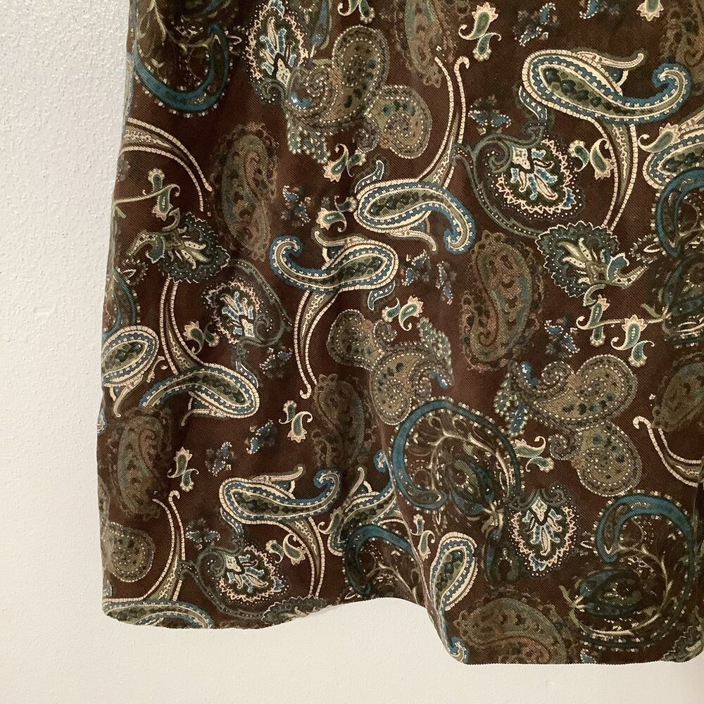 Vintage Y2K Corduroy Western Boho Fairycore Brown Paisley Cotton Fairy Skirt 14 - Picture 3 of 10